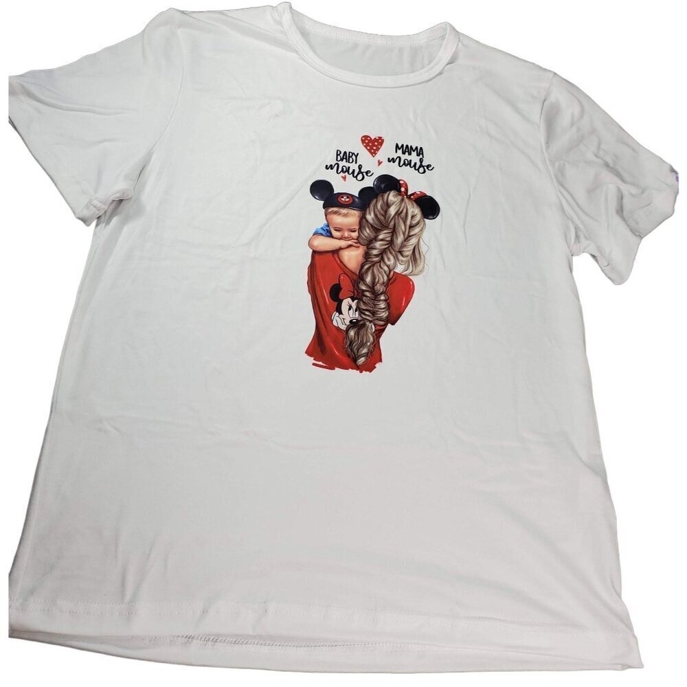 Minnie Mouse Mama Tee Shirt Women Baby Mouse Short Sleeve Knit Tee Shirt Top